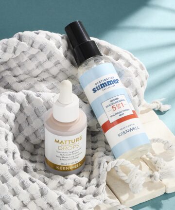 KEENWELL MATURE FOUNDATION DROPS SKYSTAS MAKIAŽO PAGRINDAS 30 ML + MULTIFUNKCINĖ DULKNA 5in1, 100 ML